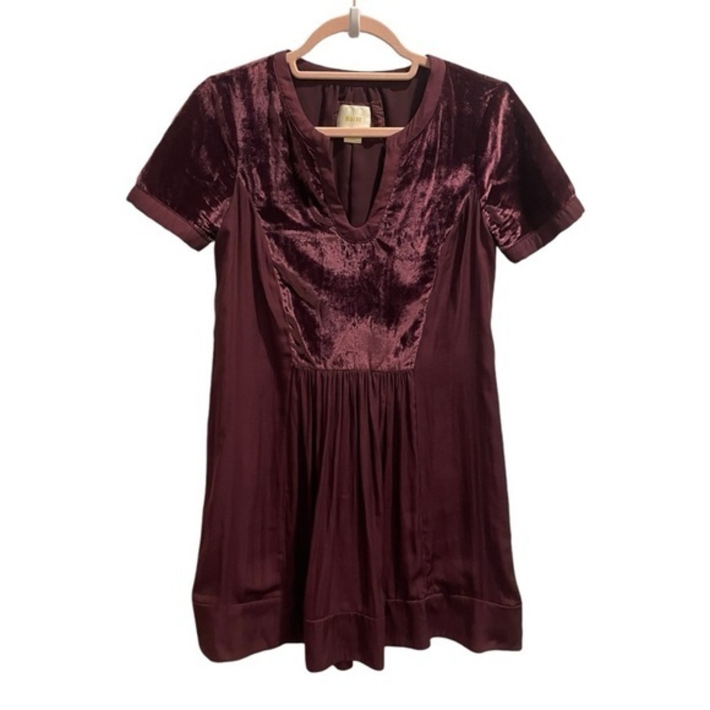 anthropologie maeve dark magic witchy velvet burgundy swing mini dress XXSP